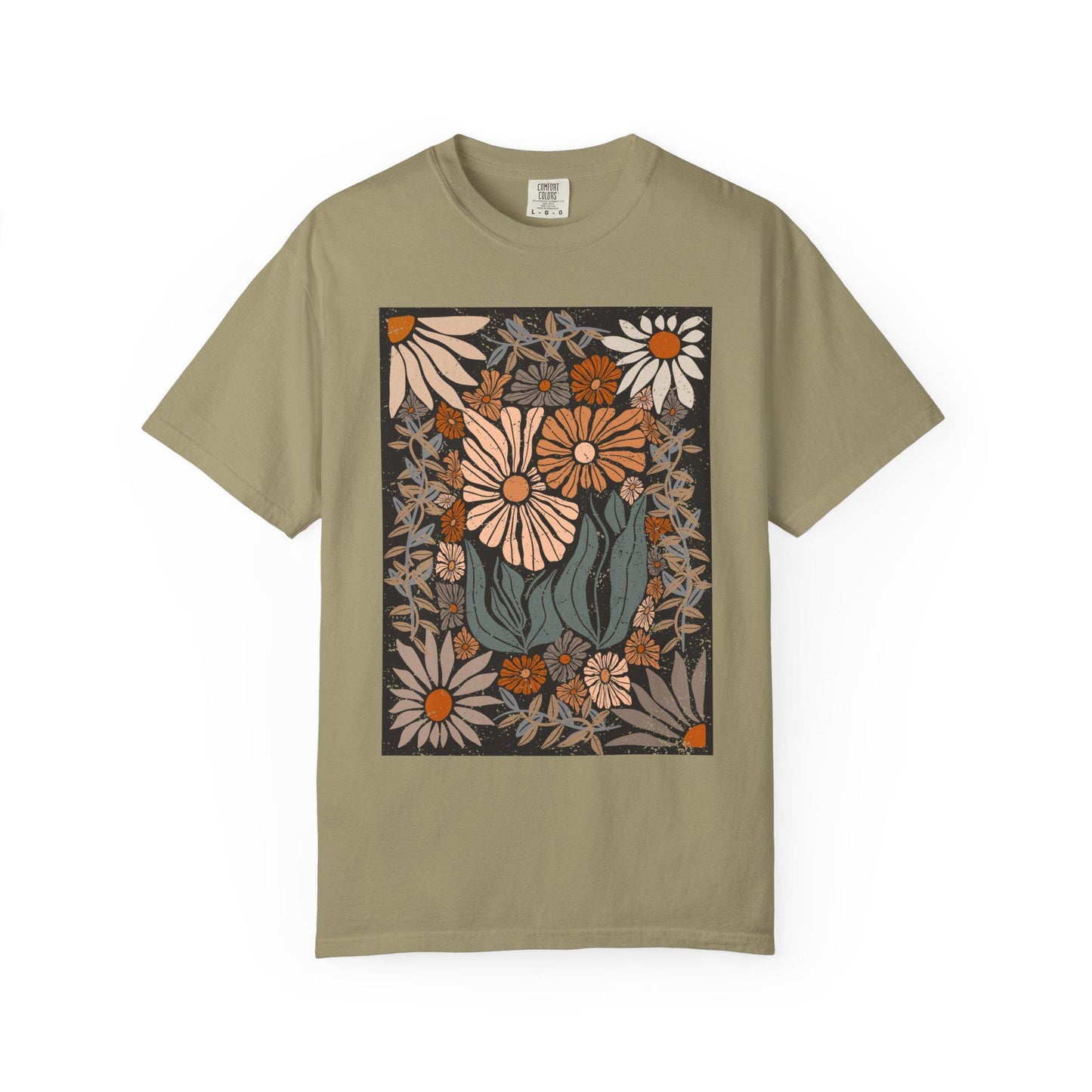 Boho Flower Comfort Colors shirt, Retro Boho Flowers tshirt, Vint Style Tee, Nature Lover Gift, Wildflower Boho Shirt, fall hippie shirt