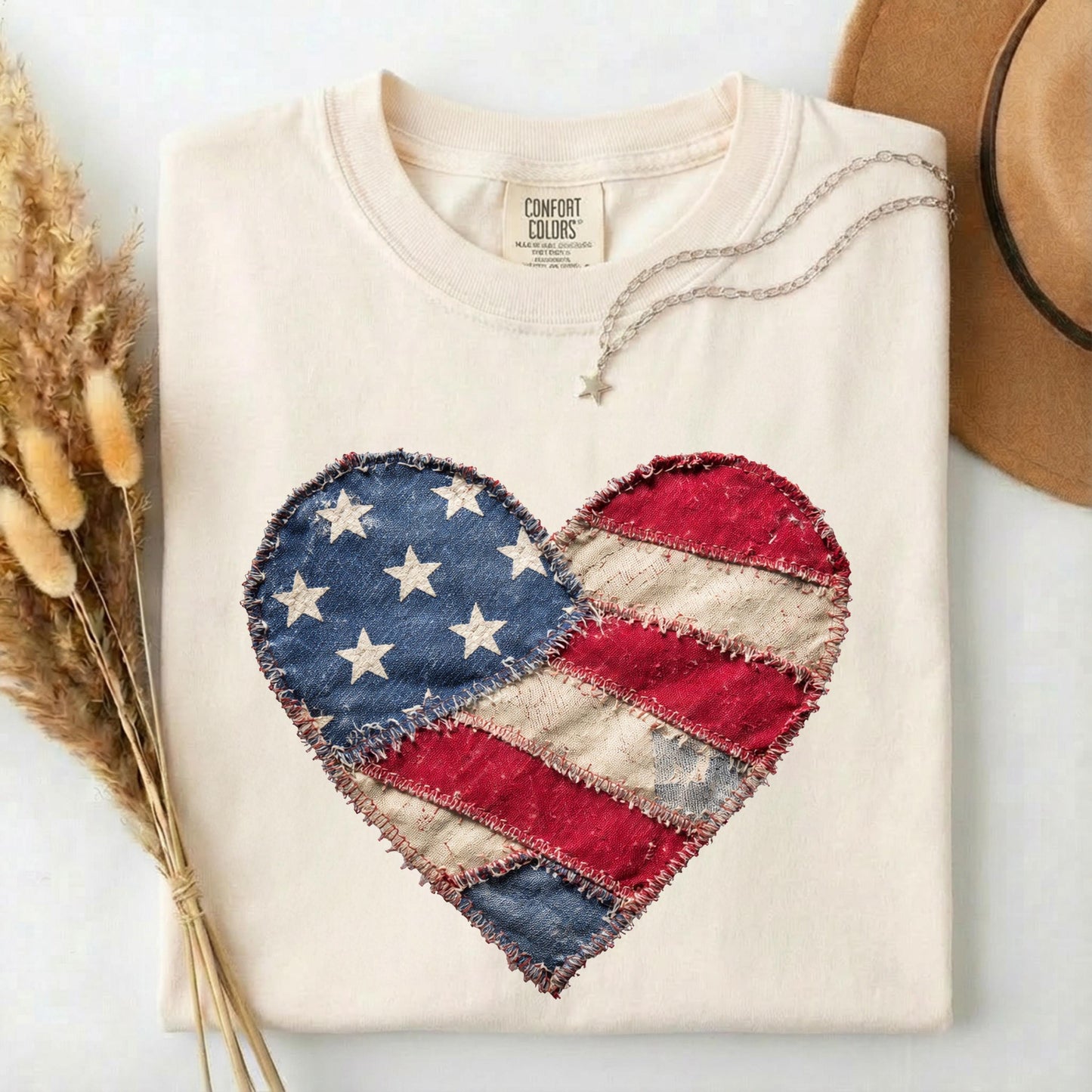 American Flag Heart Comfort Colors Shirt, Patriotic Patchwork Tee, 4th of July Heart Tshirt, Vintage USA Flag Tee, Boho Patriotic Women Gift