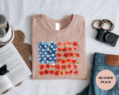 Floral American Flag T-Shirt: Patriotic Sweatshirt