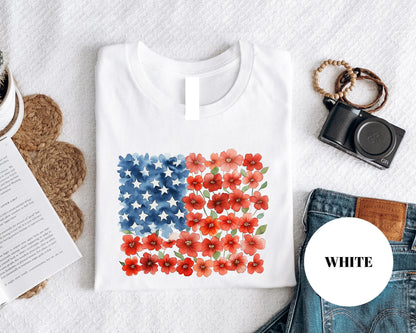 Floral American Flag T-Shirt: Patriotic Sweatshirt