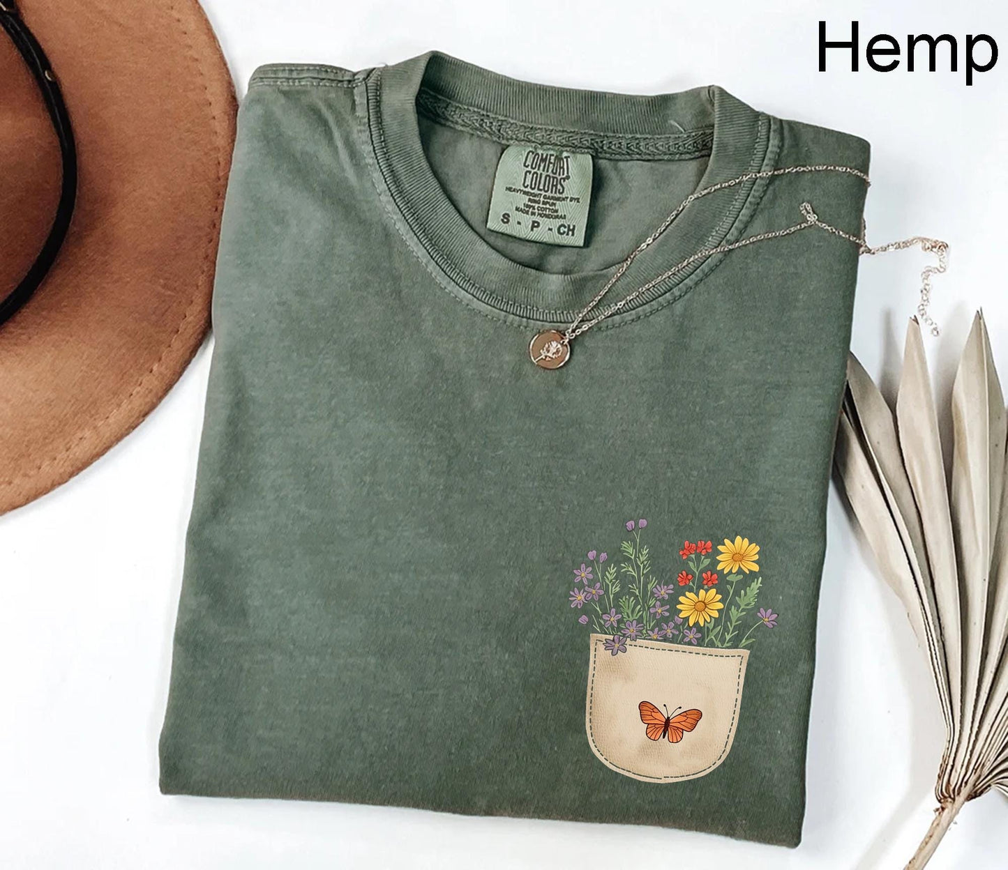 Comfort Colors® Wild Flowers Pocket Shirt, Wildflower Tshirt, Floral Shirt, Botanical Shirt, Flower Shirt, Nature Lover Shirt, Ladies Shirts