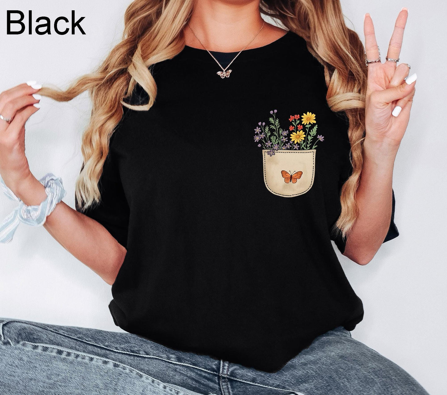 Comfort Colors® Wild Flowers Pocket Shirt, Wildflower Tshirt, Floral Shirt, Botanical Shirt, Flower Shirt, Nature Lover Shirt, Ladies Shirts