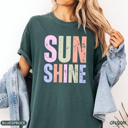 Comfort Colors Summer Vibes Tshirt, Neon Sunshine Summer Shirt, Summer Shirt, Distressed Beach Tee, Sunshine Shirt, New Trendy Women's Shirt