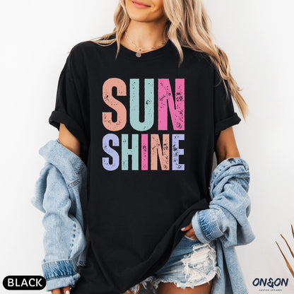 Comfort Colors Summer Vibes Tshirt, Neon Sunshine Summer Shirt, Summer Shirt, Distressed Beach Tee, Sunshine Shirt, New Trendy Women's Shirt