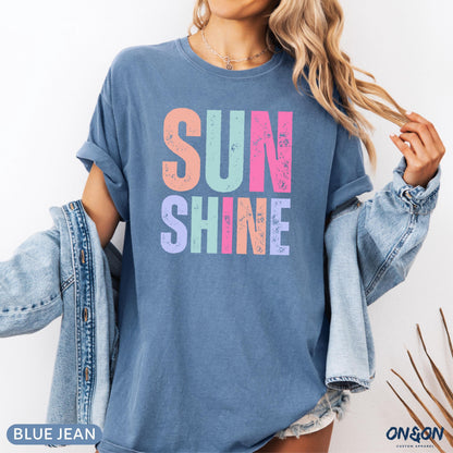 Comfort Colors Summer Vibes Tshirt, Neon Sunshine Summer Shirt, Summer Shirt, Distressed Beach Tee, Sunshine Shirt, New Trendy Women's Shirt