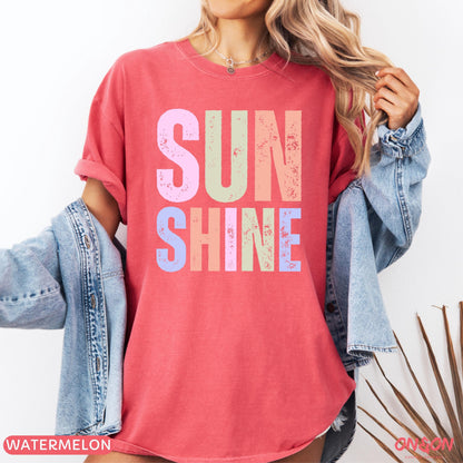 Comfort Colors Summer Vibes Tshirt, Neon Sunshine Summer Shirt, Summer Shirt, Distressed Beach Tee, Sunshine Shirt, New Trendy Women's Shirt
