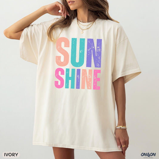 Comfort Colors Summer Vibes Tshirt, Neon Sunshine Summer Shirt, Summer Shirt, Distressed Beach Tee, Sunshine Shirt, New Trendy Women's Shirt