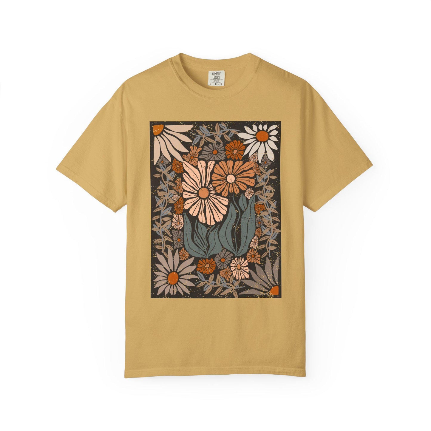 Boho Flower Comfort Colors shirt, Retro Boho Flowers tshirt, Vint Style Tee, Nature Lover Gift, Wildflower Boho Shirt, fall hippie shirt