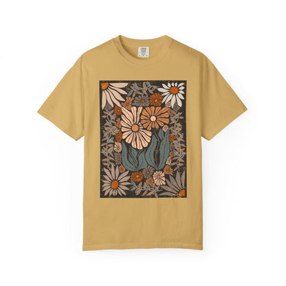 Boho Flower Comfort Colors shirt, Retro Boho Flowers tshirt, Vint Style Tee, Nature Lover Gift, Wildflower Boho Shirt, fall hippie shirt