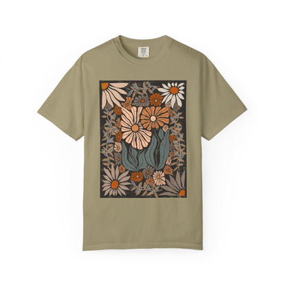 Boho Flower Comfort Colors shirt, Retro Boho Flowers tshirt, Vint Style Tee, Nature Lover Gift, Wildflower Boho Shirt, fall hippie shirt