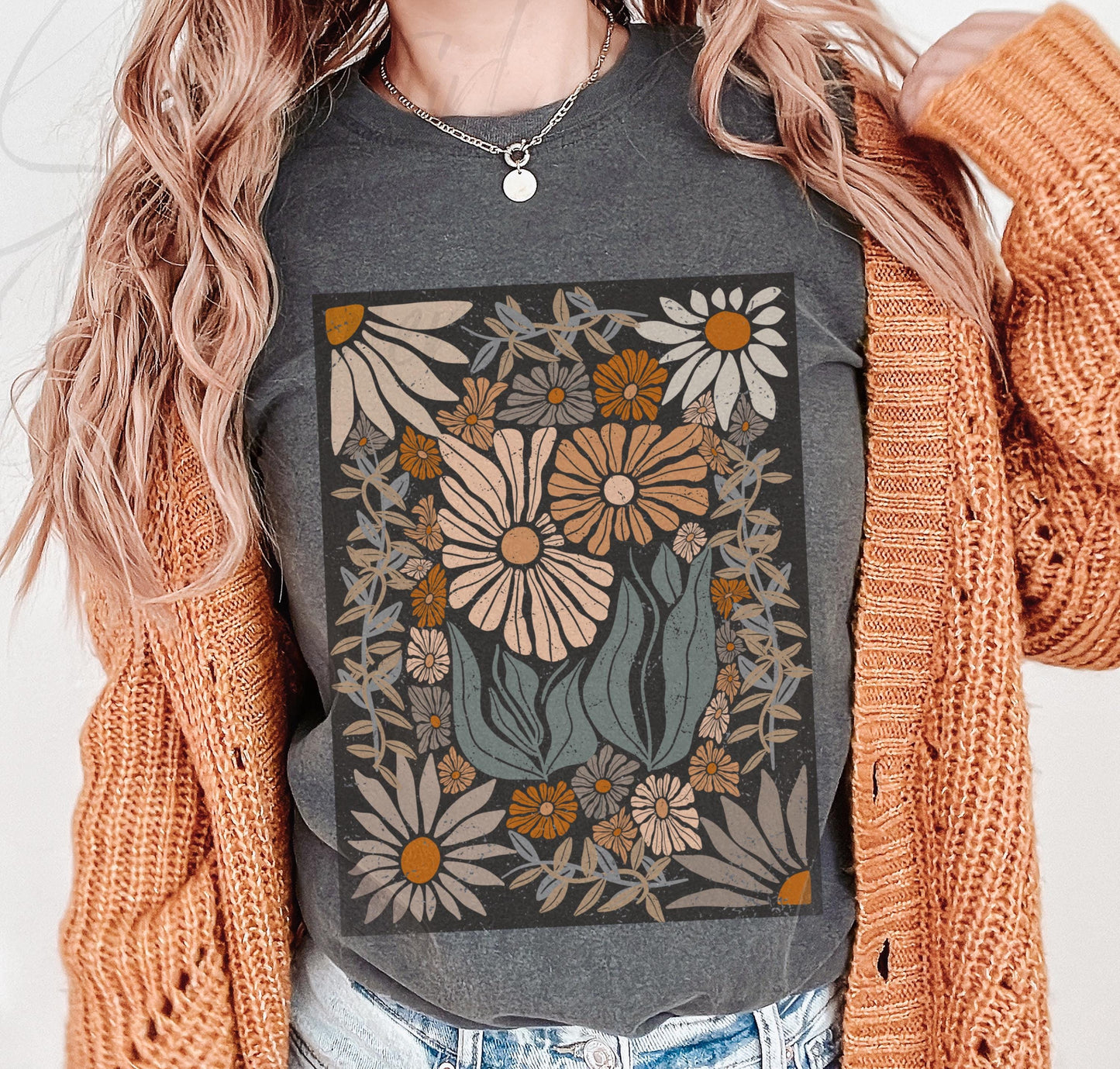 Boho Flower Comfort Colors shirt, Retro Boho Flowers tshirt, Vint Style Tee, Nature Lover Gift, Wildflower Boho Shirt, fall hippie shirt