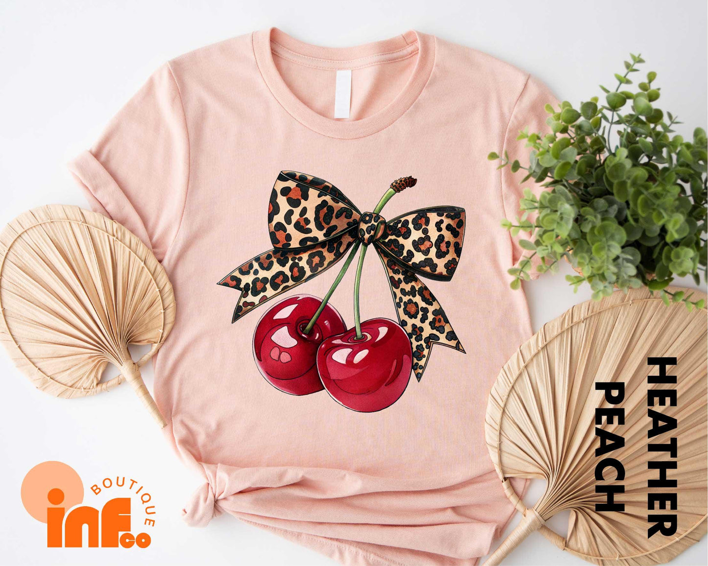 Coquette Bow Leopard Cherry Shirt, Cherry Coquette Girly T-shirt, Cherry Lover Sweatshirt, Gifts For Mom Sweater, Trendy Mom Sweatshirt