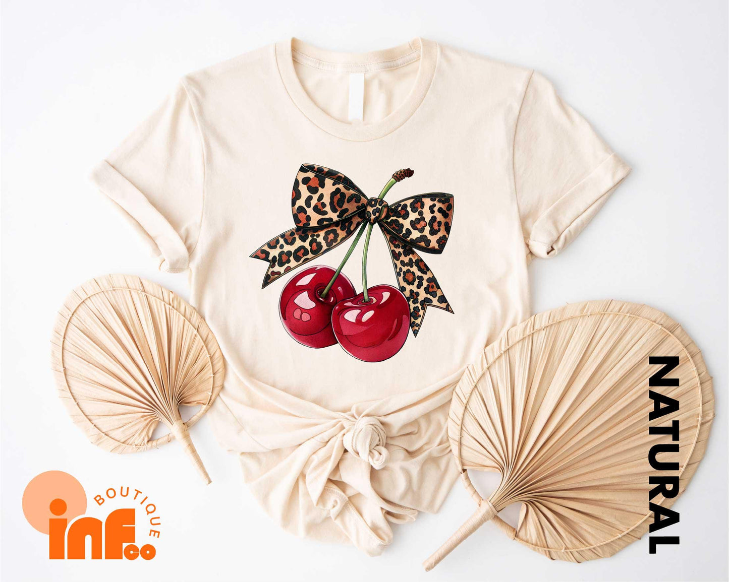 Coquette Bow Leopard Cherry Shirt, Cherry Coquette Girly T-shirt, Cherry Lover Sweatshirt, Gifts For Mom Sweater, Trendy Mom Sweatshirt