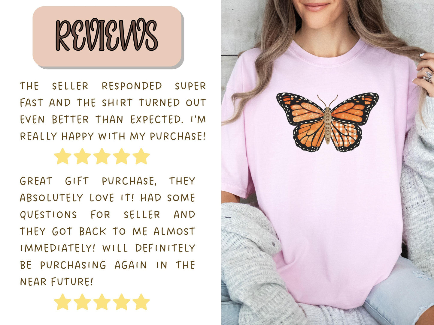 Comfort Colors® Faux Patchwork Monarch Butterfly Shirt, Floral Spring Butterfly Shirts, Nature Lover TShirt, Cottagecore Butterfly Tee