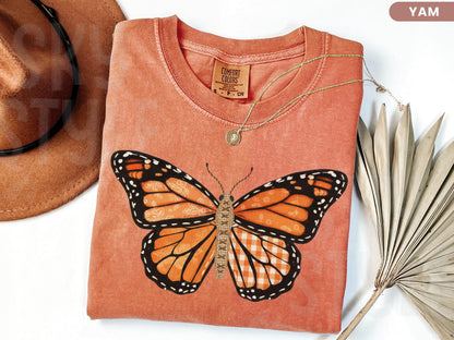 Comfort Colors® Faux Patchwork Monarch Butterfly Shirt, Floral Spring Butterfly Shirts, Nature Lover TShirt, Cottagecore Butterfly Tee