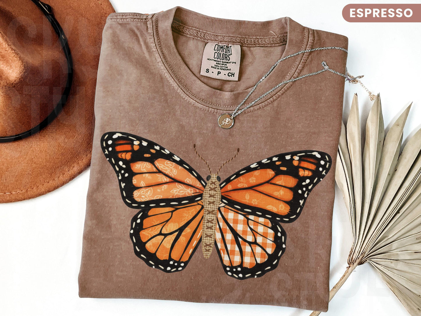 Comfort Colors® Faux Patchwork Monarch Butterfly Shirt, Floral Spring Butterfly Shirts, Nature Lover TShirt, Cottagecore Butterfly Tee