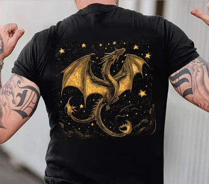 Celestial Dragon Shirt, Gold Fantasy T-Shirt, Mystic Dragon Sweatshirt, Moon Star Dragon Tee, Witchcore Gothic Clothing, Magic Creature Gift