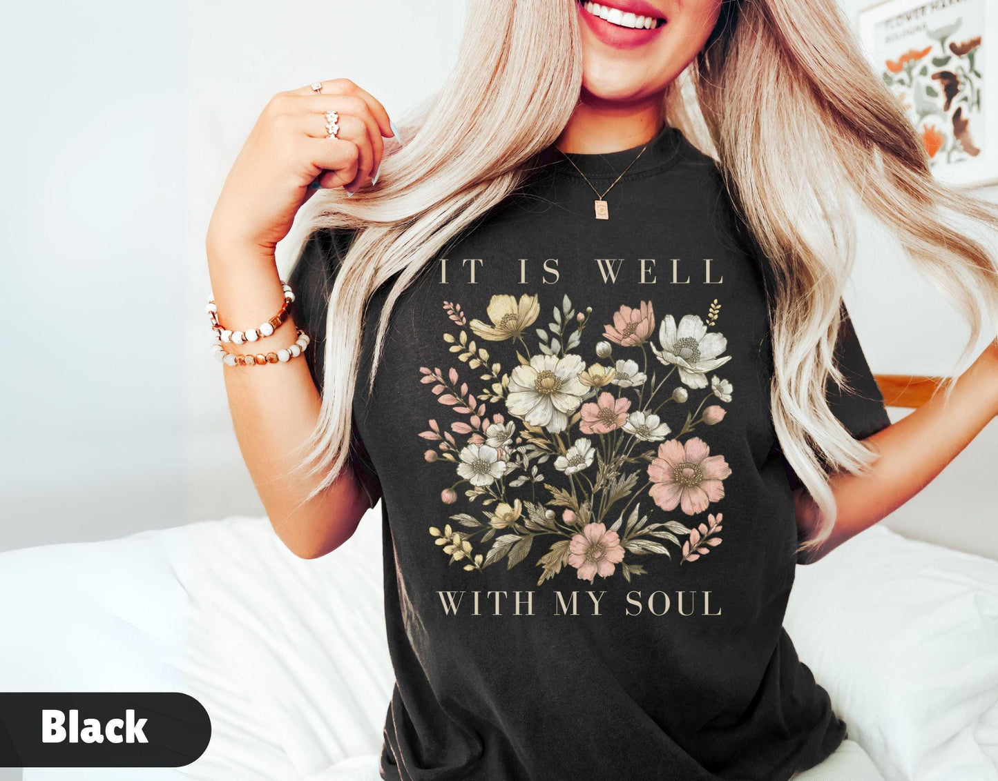 It is Well With My Soul Comfort Colors® Shirt Vintage Floral Bible Verse Tshirt Retro Christian Shirt Christian gifts for Womens Shirts