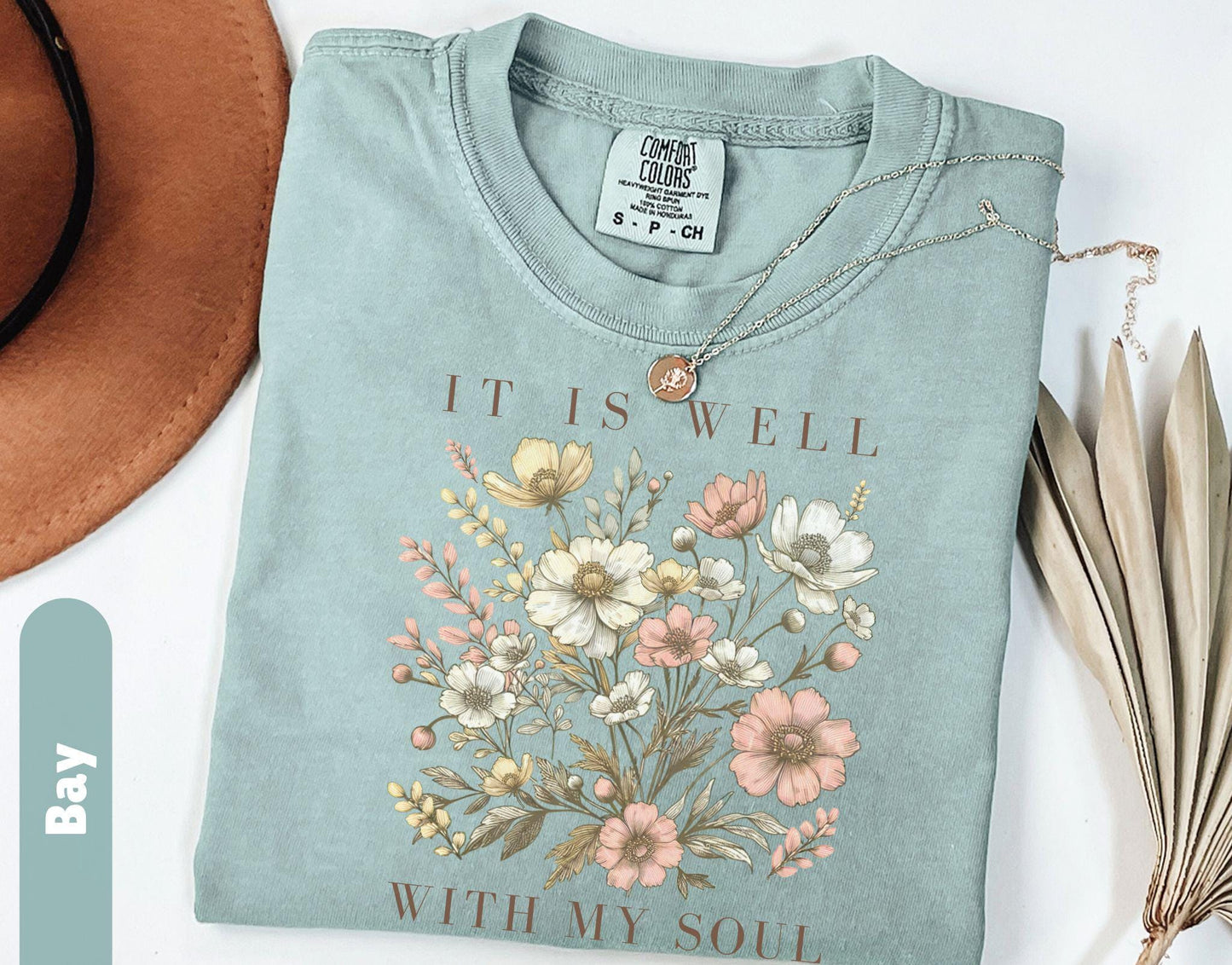 It is Well With My Soul Comfort Colors® Shirt Vintage Floral Bible Verse Tshirt Retro Christian Shirt Christian gifts for Womens Shirts