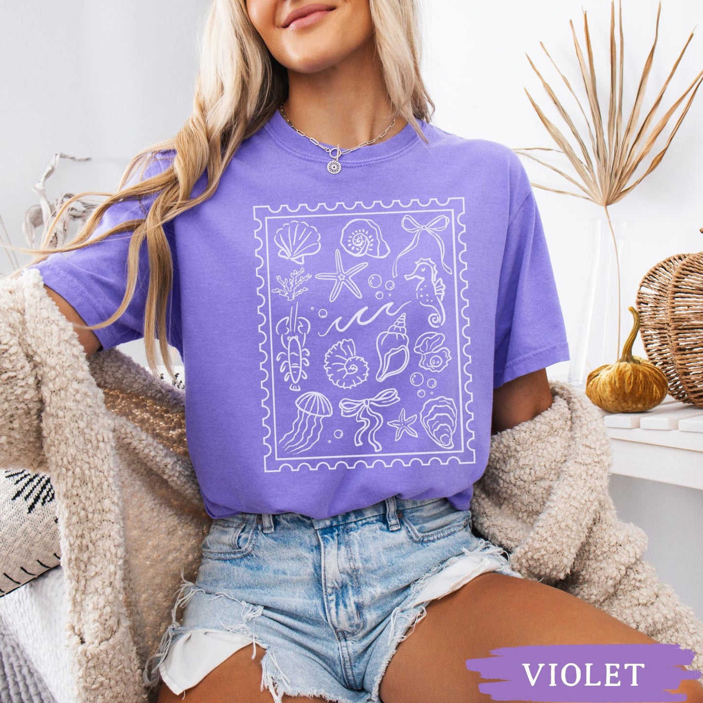 Coquette Seashell Shirt, Comfort Colors Coastal Summer Tee, Beachy Shell Swim Crewneck, Trendy Shellfish Best Friend Gift, Ocean Bow Tshirt