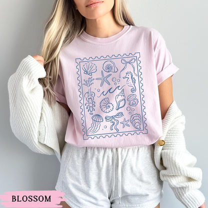 Coquette Seashell Shirt, Comfort Colors Coastal Summer Tee, Beachy Shell Swim Crewneck, Trendy Shellfish Best Friend Gift, Ocean Bow Tshirt