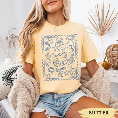 Coquette Seashell Shirt, Comfort Colors Coastal Summer Tee, Beachy Shell Swim Crewneck, Trendy Shellfish Best Friend Gift, Ocean Bow Tshirt