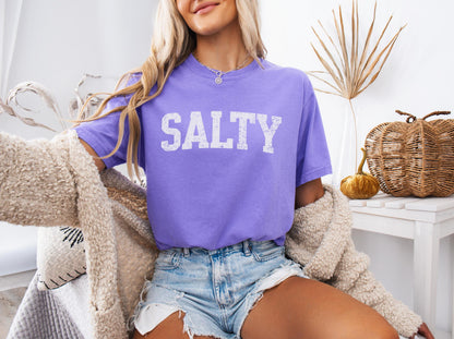 Vintage Salty Shirt Salty T-Shirt Retro Summer T Shirt Graphic Tees For Women Summer Tee Trendy Oversized Beach Shirt Vacation Tshirt Ocean