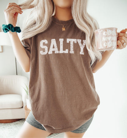 Vintage Salty Shirt Salty T-Shirt Retro Summer T Shirt Graphic Tees For Women Summer Tee Trendy Oversized Beach Shirt Vacation Tshirt Ocean