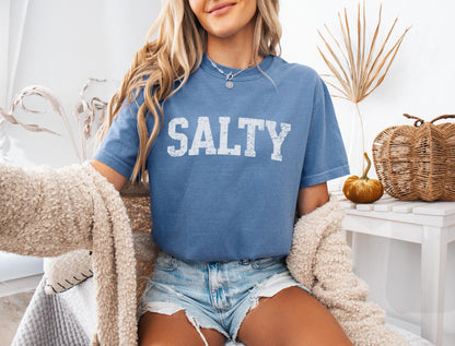 Vintage Salty Shirt Salty T-Shirt Retro Summer T Shirt Graphic Tees For Women Summer Tee Trendy Oversized Beach Shirt Vacation Tshirt Ocean