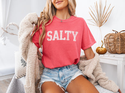 Vintage Salty Shirt Salty T-Shirt Retro Summer T Shirt Graphic Tees For Women Summer Tee Trendy Oversized Beach Shirt Vacation Tshirt Ocean