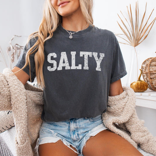 Vintage Salty Shirt Salty T-Shirt Retro Summer T Shirt Graphic Tees For Women Summer Tee Trendy Oversized Beach Shirt Vacation Tshirt Ocean