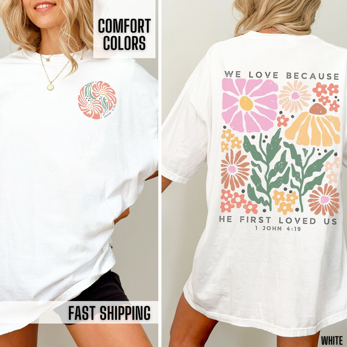 Boho Christian Shirt Comfort Color Women Jesus Tee Vintage Faith Tshirt Floral Religious T Shirt Retro Bible Verse Clothes Trendy Streetwear