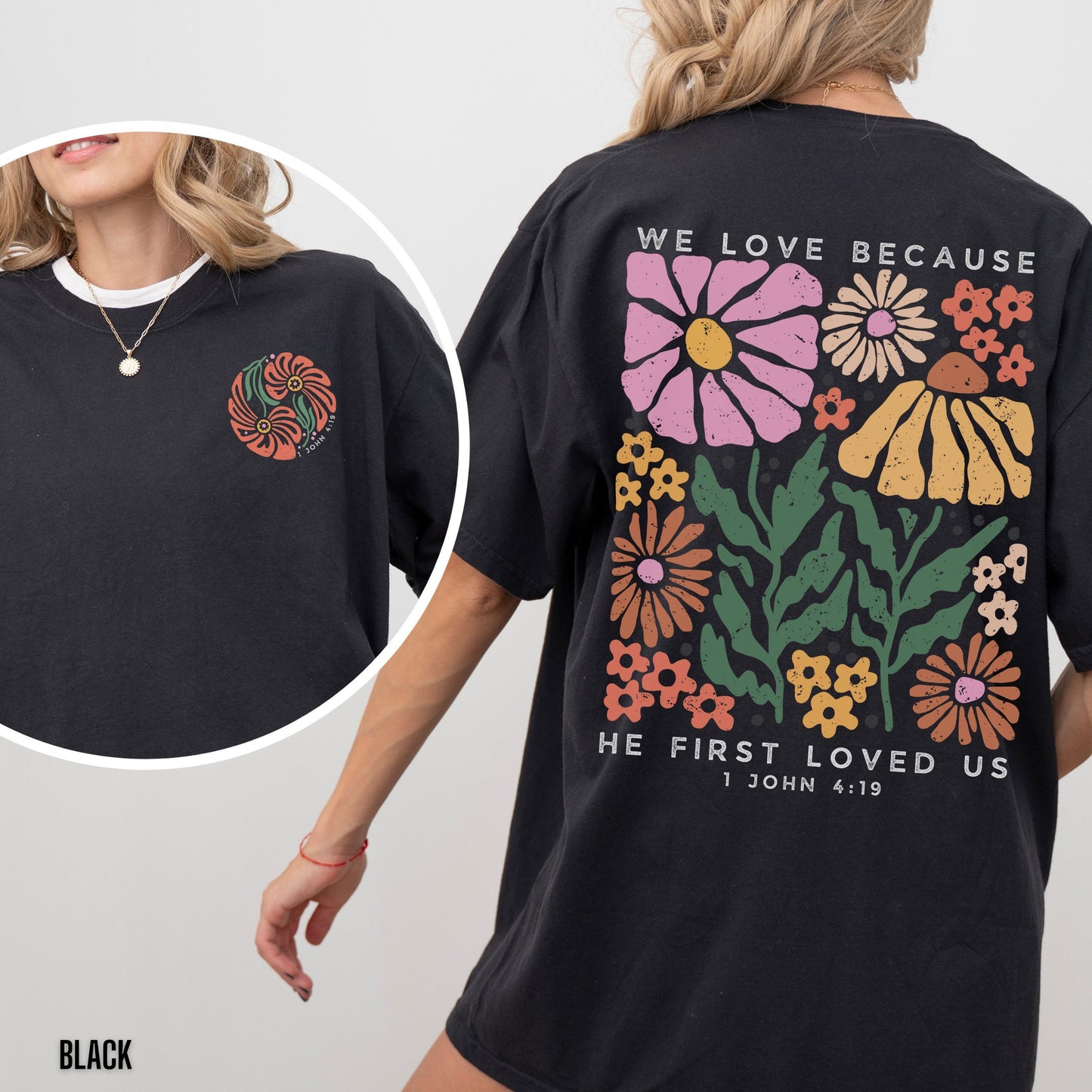 Boho Christian Shirt Comfort Color Women Jesus Tee Vintage Faith Tshirt Floral Religious T Shirt Retro Bible Verse Clothes Trendy Streetwear