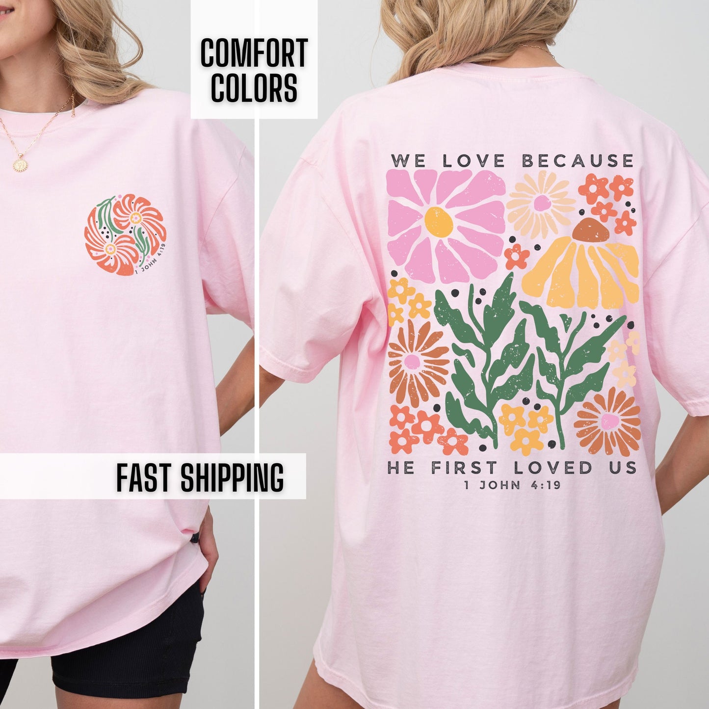 Boho Christian Shirt Comfort Color Women Jesus Tee Vintage Faith Tshirt Floral Religious T Shirt Retro Bible Verse Clothes Trendy Streetwear
