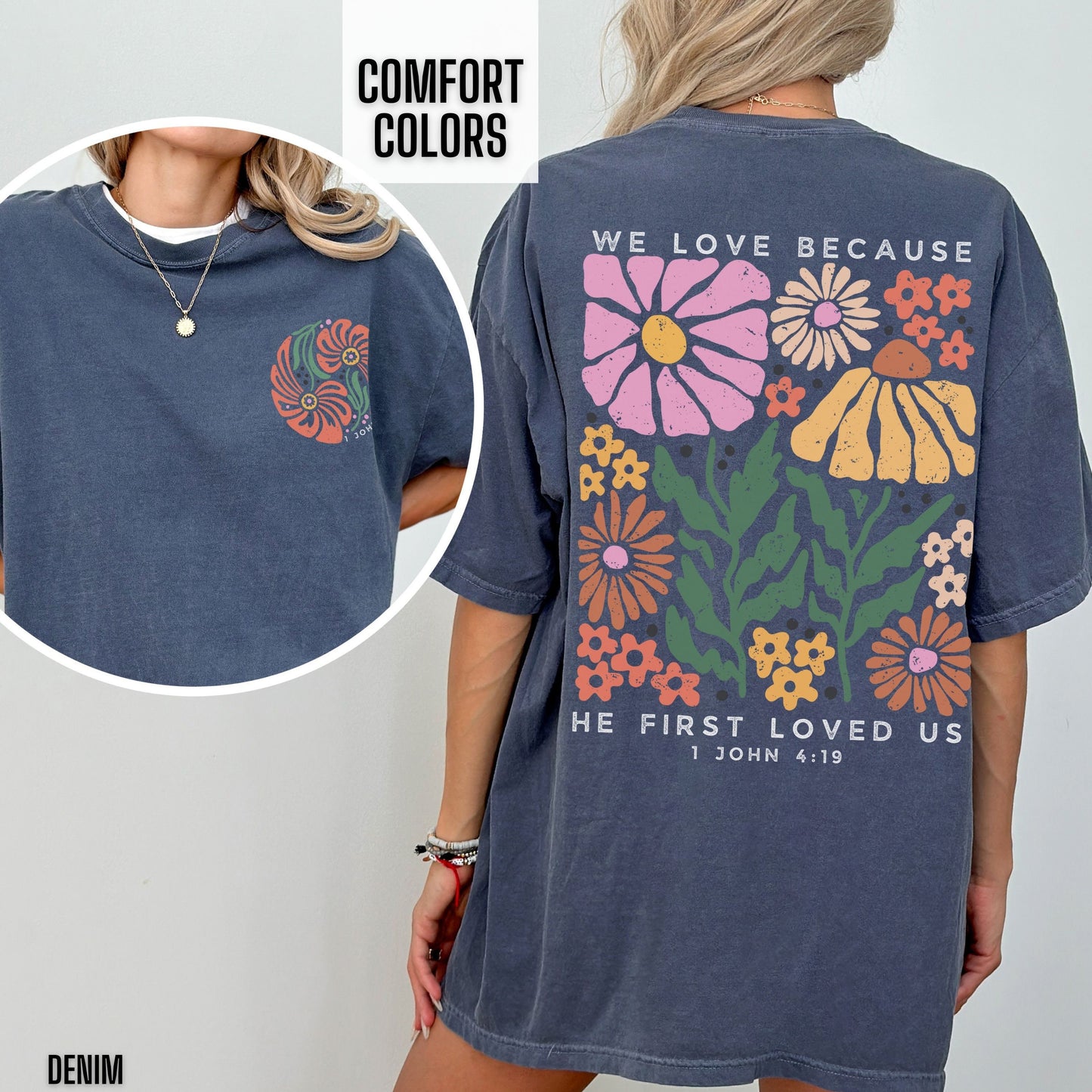 Boho Christian Shirt Comfort Color Women Jesus Tee Vintage Faith Tshirt Floral Religious T Shirt Retro Bible Verse Clothes Trendy Streetwear