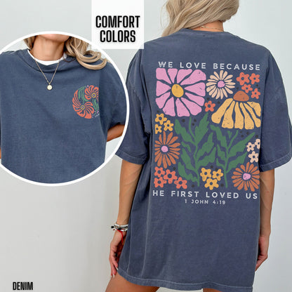 Boho Christian Shirt Comfort Color Women Jesus Tee Vintage Faith Tshirt Floral Religious T Shirt Retro Bible Verse Clothes Trendy Streetwear