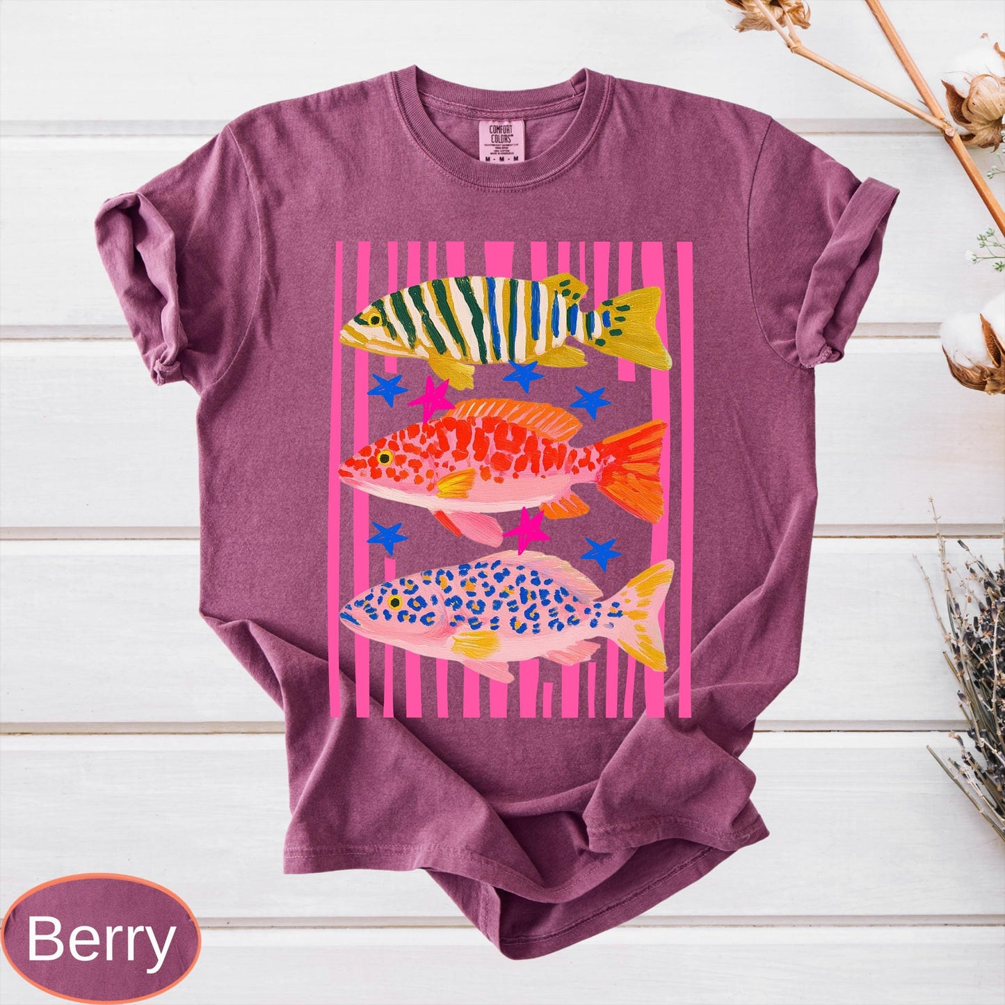Comfort Colors Preppy Fish Shirt, Summer Vacation Tee, Girls Fishing Tshirt, Beach Vibes
