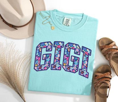 Comfort Colors Gigi Shirt, Floral Gigi Tee, Trendy Gigi Tshirt, Women's Flower Gigi  Gift, Pregnancy Reveal Gift for New Gigi, Grandma Shirt