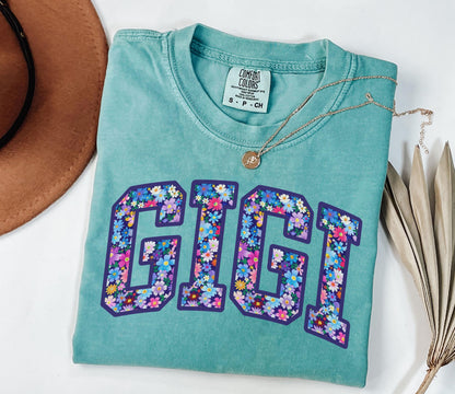 Comfort Colors Gigi Shirt, Floral Gigi Tee, Trendy Gigi Tshirt, Women's Flower Gigi  Gift, Pregnancy Reveal Gift for New Gigi, Grandma Shirt