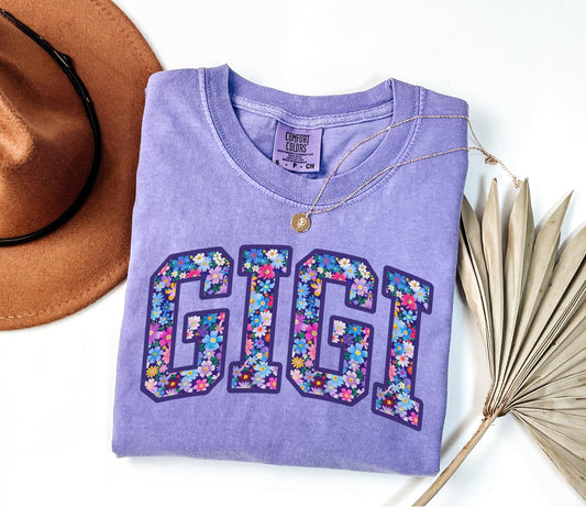 Comfort Colors Gigi Shirt, Floral Gigi Tee, Trendy Gigi Tshirt, Women's Flower Gigi  Gift, Pregnancy Reveal Gift for New Gigi, Grandma Shirt