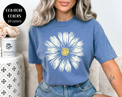 Comfort Colors Daisy Shirt, Wildflower Tshirt , Floral Tshirt, Cute Boho Shirt, Comfort Colors Flower Tshirt, Women's Plant Tee