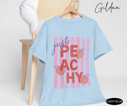 Just Peachy Shirt Comfort Colors Tee Summer Fruit Tshirt Food Pun T Shirt Retro Graphic Tee Peach Graphic Tee Summer T-Shirt