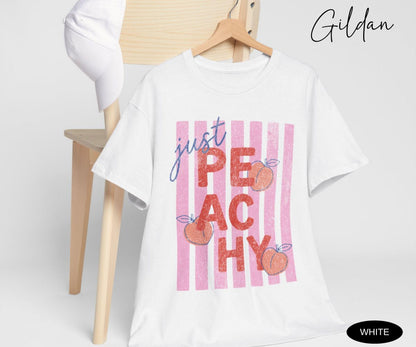 Just Peachy Shirt Comfort Colors Tee Summer Fruit Tshirt Food Pun T Shirt Retro Graphic Tee Peach Graphic Tee Summer T-Shirt