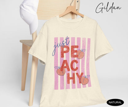 Just Peachy Shirt Comfort Colors Tee Summer Fruit Tshirt Food Pun T Shirt Retro Graphic Tee Peach Graphic Tee Summer T-Shirt