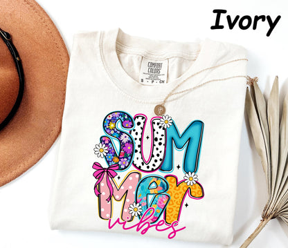 Comfort Colors® Summer Vibes Tshirt, Neon Trendy Summer Shirt, Summer Shirt, Distressed Beach Tee, Sunshine Shirt, 2026 Trendy Women's Shirt