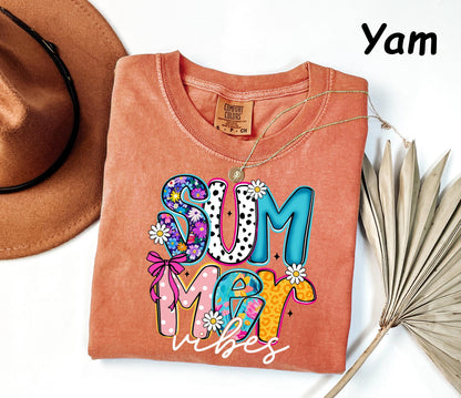 Comfort Colors® Summer Vibes Tshirt, Neon Trendy Summer Shirt, Summer Shirt, Distressed Beach Tee, Sunshine Shirt, 2026 Trendy Women's Shirt