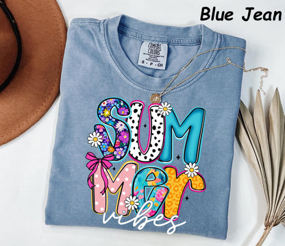Comfort Colors® Summer Vibes Tshirt, Neon Trendy Summer Shirt, Summer Shirt, Distressed Beach Tee, Sunshine Shirt, 2026 Trendy Women's Shirt