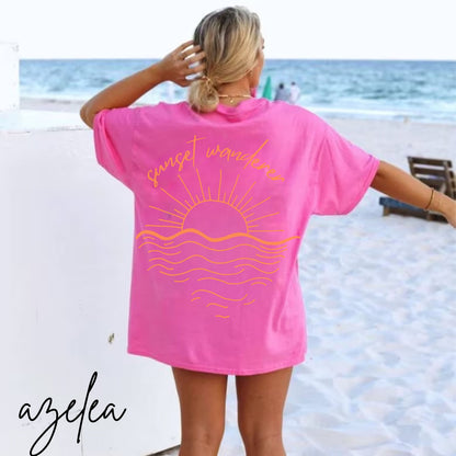 Sunset Tshirt Trendy Beachy Shirts Coconut Girl Clothes Cute Summer Tees Trendy TS Graphics Tee Mermaidcore T-Shirts Oversized Tee Aesthetic