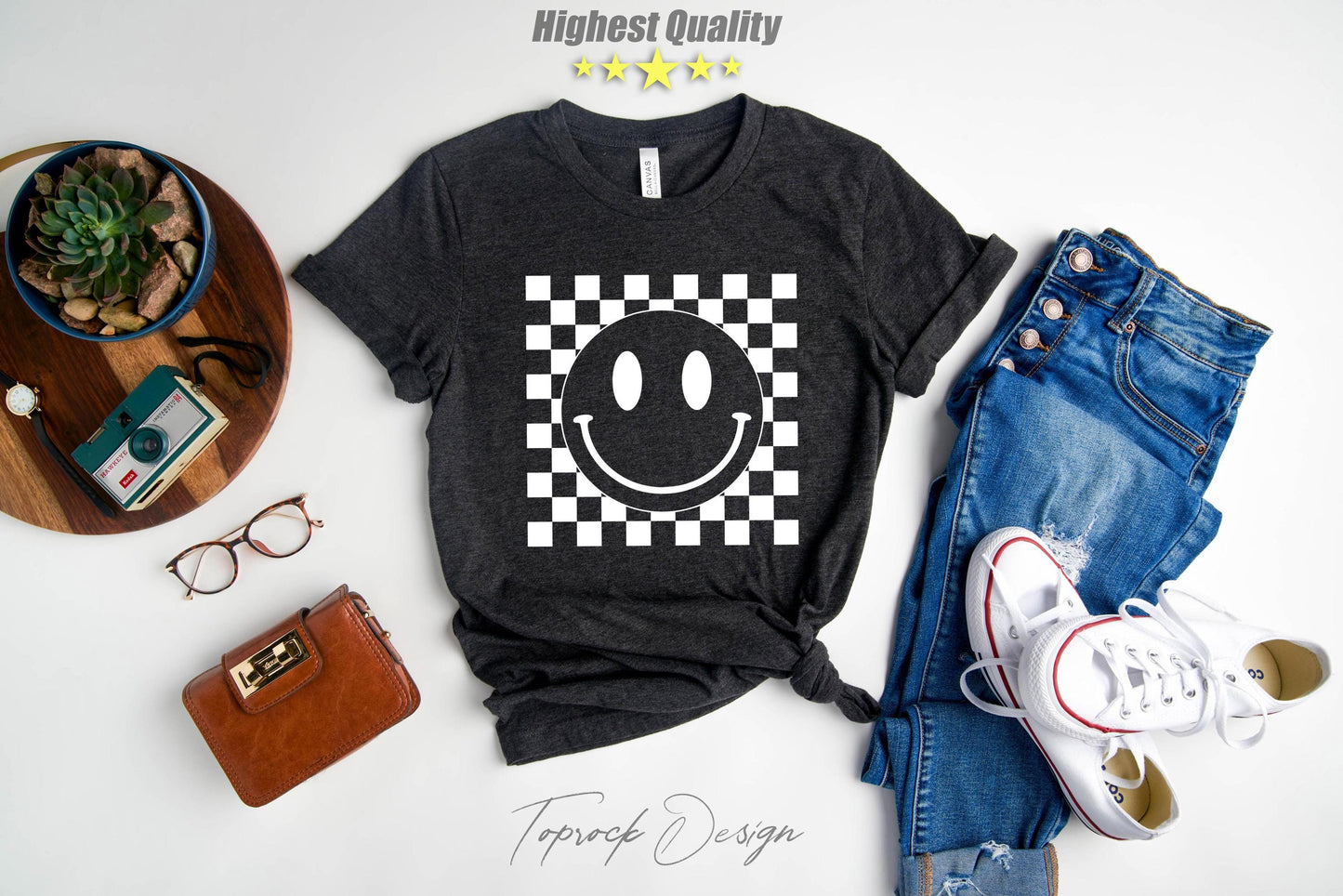 Smiley Face Shirt,Happy Face Sweatshirt,Smiley Face Checkered Shirt,Retro Shirt Women,Boho Shirt Girls,Trendy Vintage Shirt, Gift for her