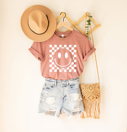 Smiley Face Shirt,Happy Face Sweatshirt,Smiley Face Checkered Shirt,Retro Shirt Women,Boho Shirt Girls,Trendy Vintage Shirt, Gift for her